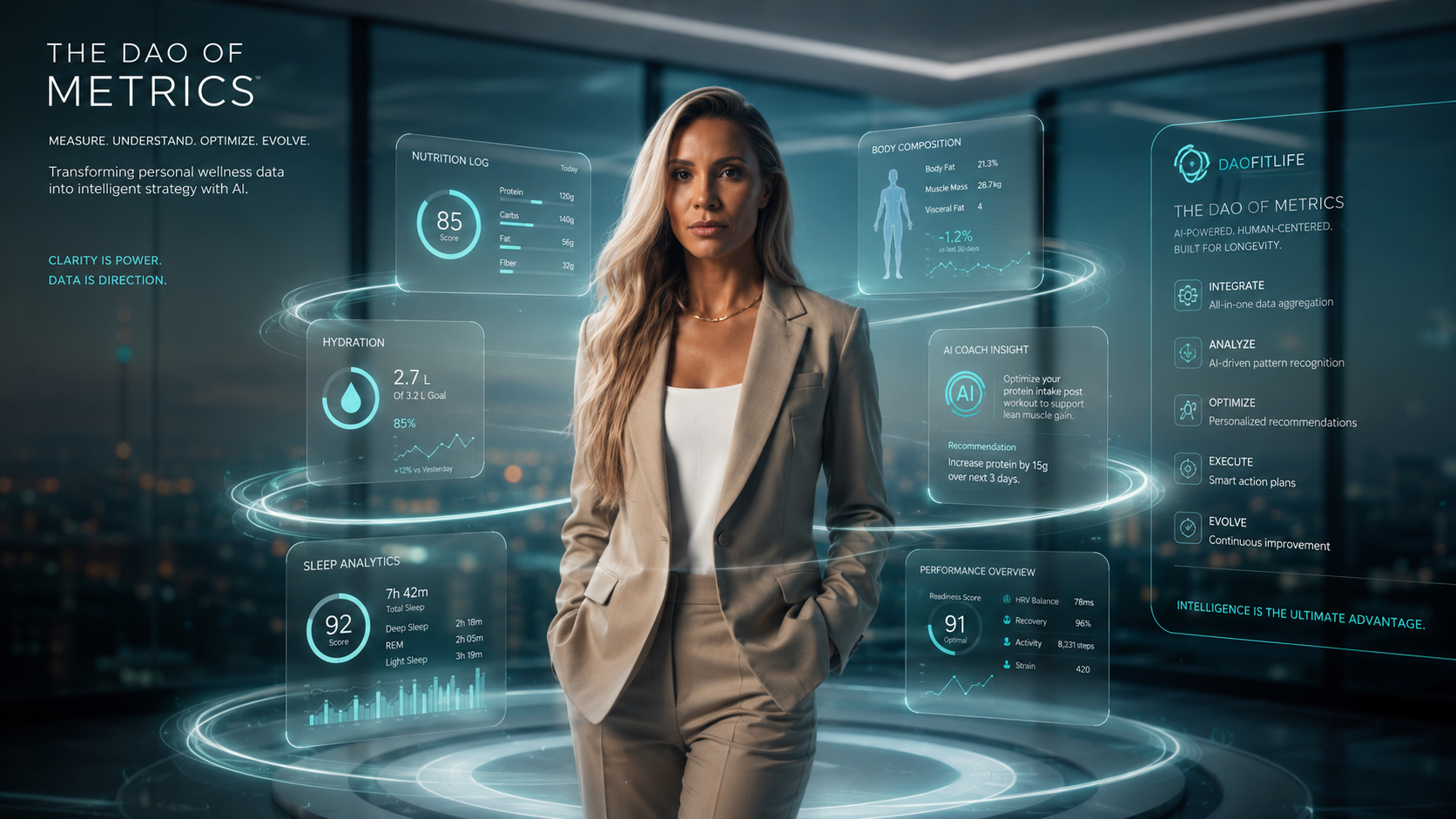 Woman standing in front of an AI screen
